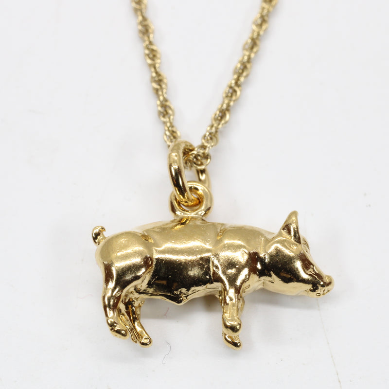 Gold Pig Necklace For Her in 14kt gold Vermeil