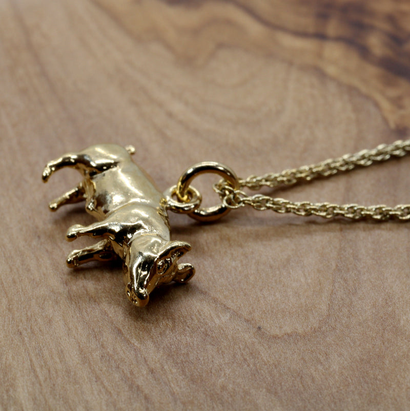 Gold Pig Necklace For Her in 14kt gold Vermeil