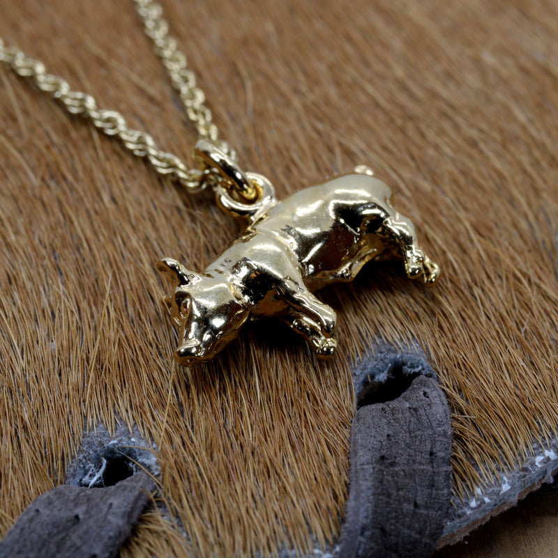 Gold Pig Necklace For Her in 14kt gold Vermeil