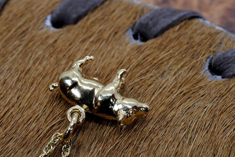 Gold Pig Necklace For Her in 14kt gold Vermeil