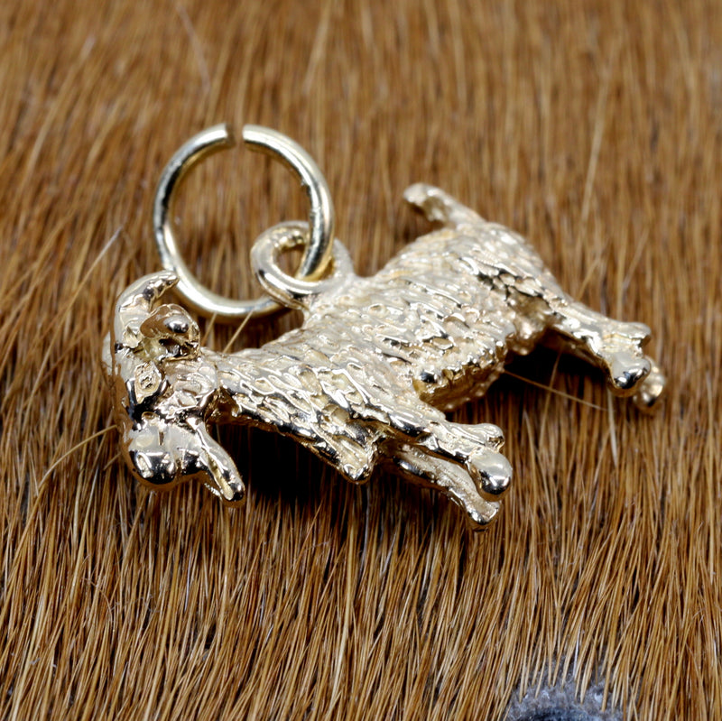 Small Gold Pygmy Goat Charm in four Styles with a Solid 14kt Gold Goat