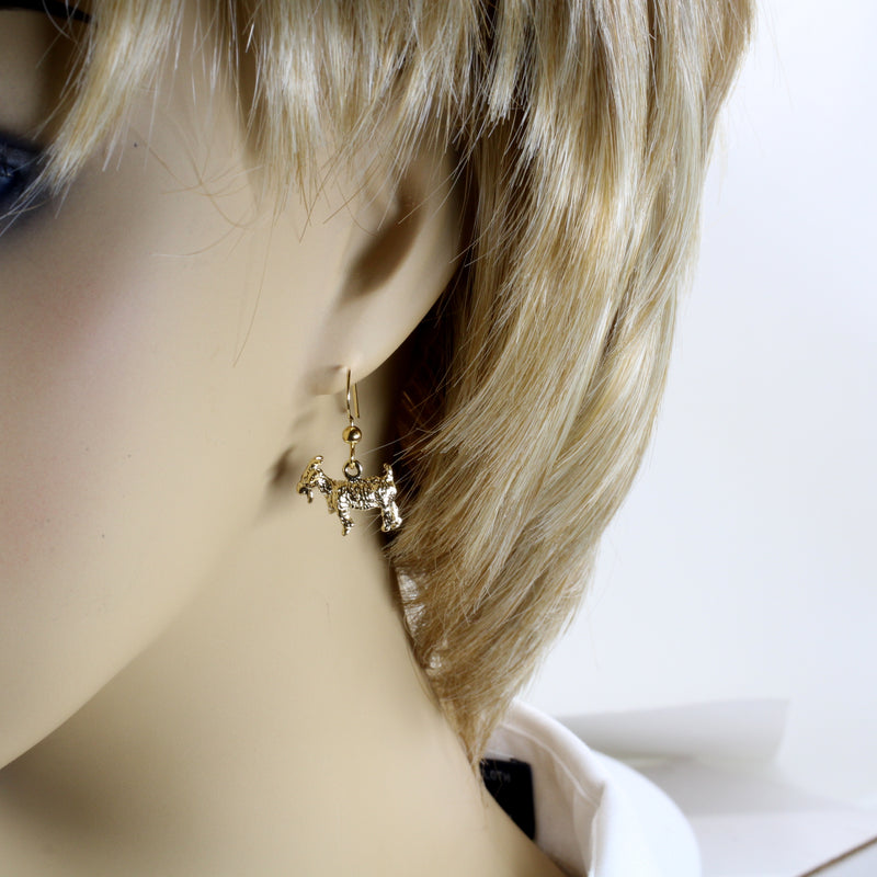 Small Gold Pygmy Goat Earrings in four Styles with a 14kt Gold Vermeil Goat