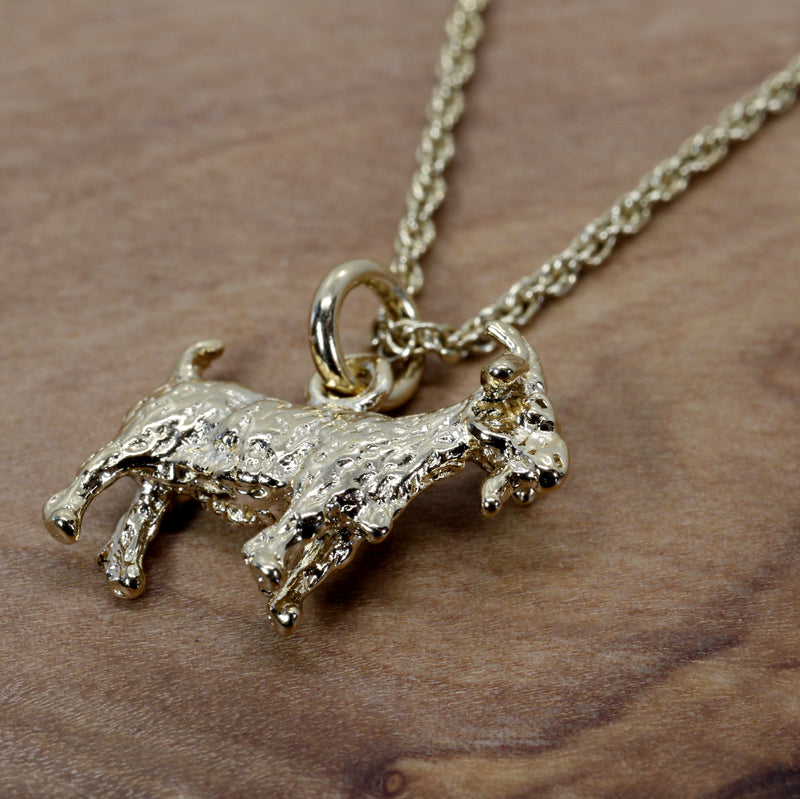 Small Gold Pygmy Goat Necklace with a 3-D 14kt Gold Vermeil Goat