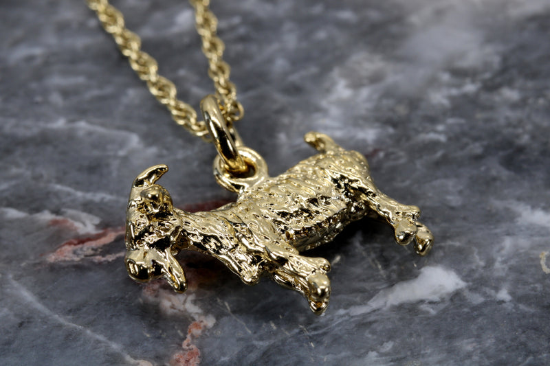 Small Gold Pygmy Goat Necklace with a 3-D 14kt Gold Vermeil Goat