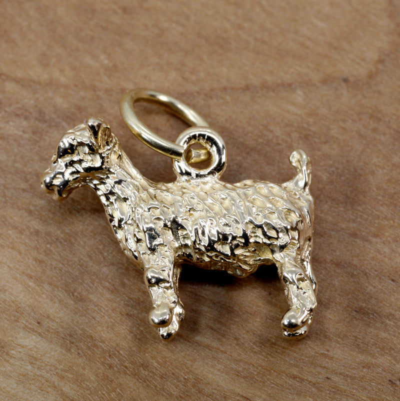 Small Gold Pygmy Goat Charm in four Styles with a Solid 14kt Gold Goat