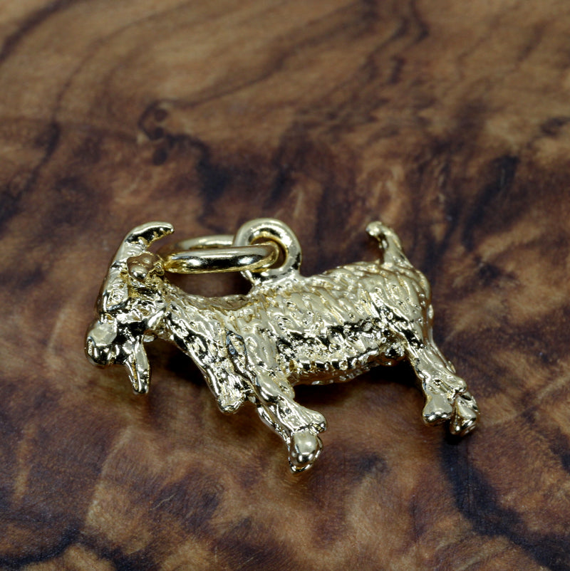 Small Gold Pygmy Goat Charm in four Styles with a 14kt Gold Vermeil Goat