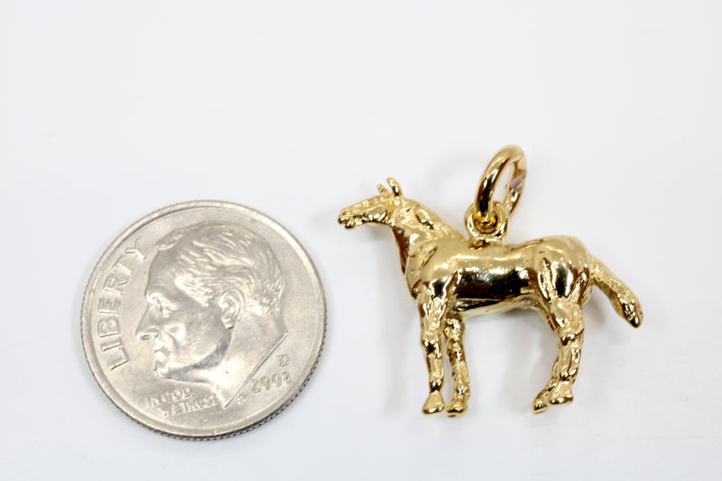 Gold Horse Charm with 3-D Quarter Horse in 14kt Gold Vermeil