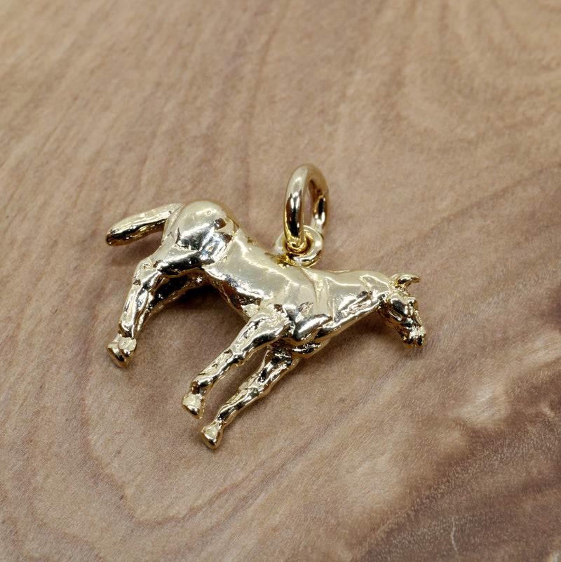Gold Horse Charm with 3-D Quarter Horse in 14kt Gold Vermeil