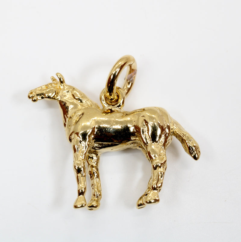 Gold Horse Charm with 3-D Quarter Horse in 14kt Gold Vermeil