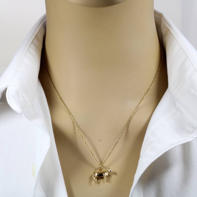 Gold Heifer Necklace for Her in 14kt Gold Vermeil