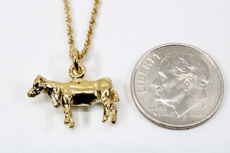 Gold Heifer Necklace for Her in 14kt Gold Vermeil