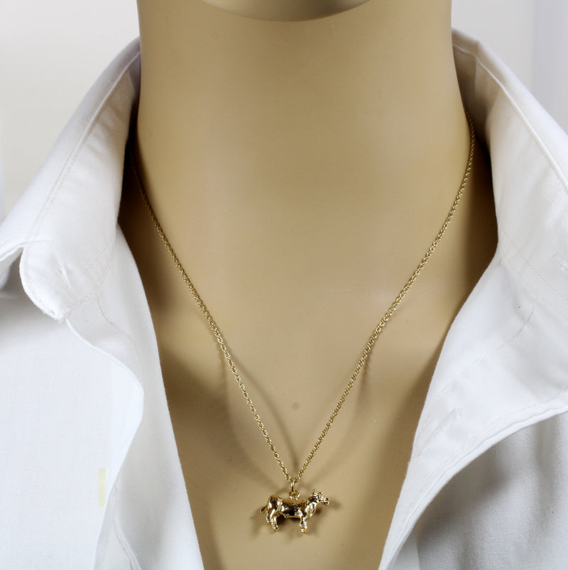 Gold Show Steer Necklace for Her made in 14kt Gold Vermeil