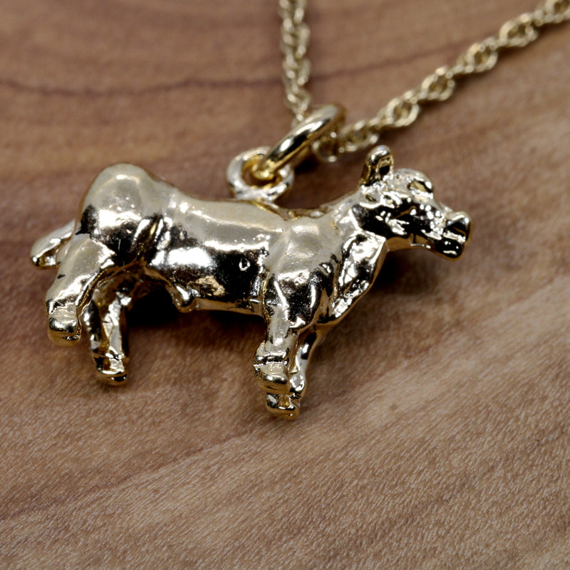 Gold Show Steer Necklace for Her made in 14kt Gold Vermeil