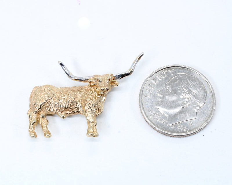 Texas Longhorn Tie Tack for him with a 14kt Solid Gold 2-D Longhorn
