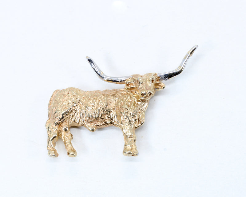 Texas Longhorn Tie Tack for him with a 14kt Solid Gold 2-D Longhorn
