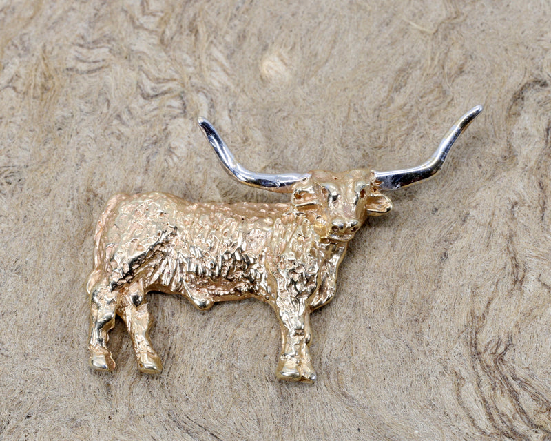 Texas Longhorn Tie Tack for him with a 14kt Solid Gold 2-D Longhorn