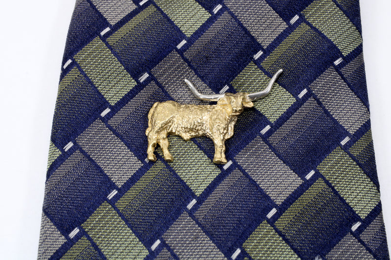 Gold Texas Longhorn Body Tie Tack for him or pin for her