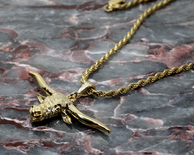 Texas Longhorn Head Necklace for him or her made in 14kt gold Vermeil