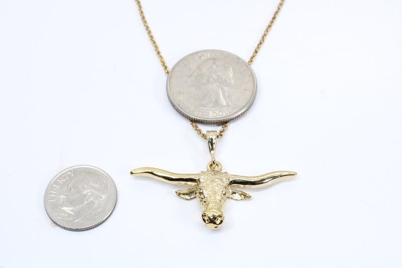 Texas Longhorn Head Necklace for him or her made in 14kt gold Vermeil