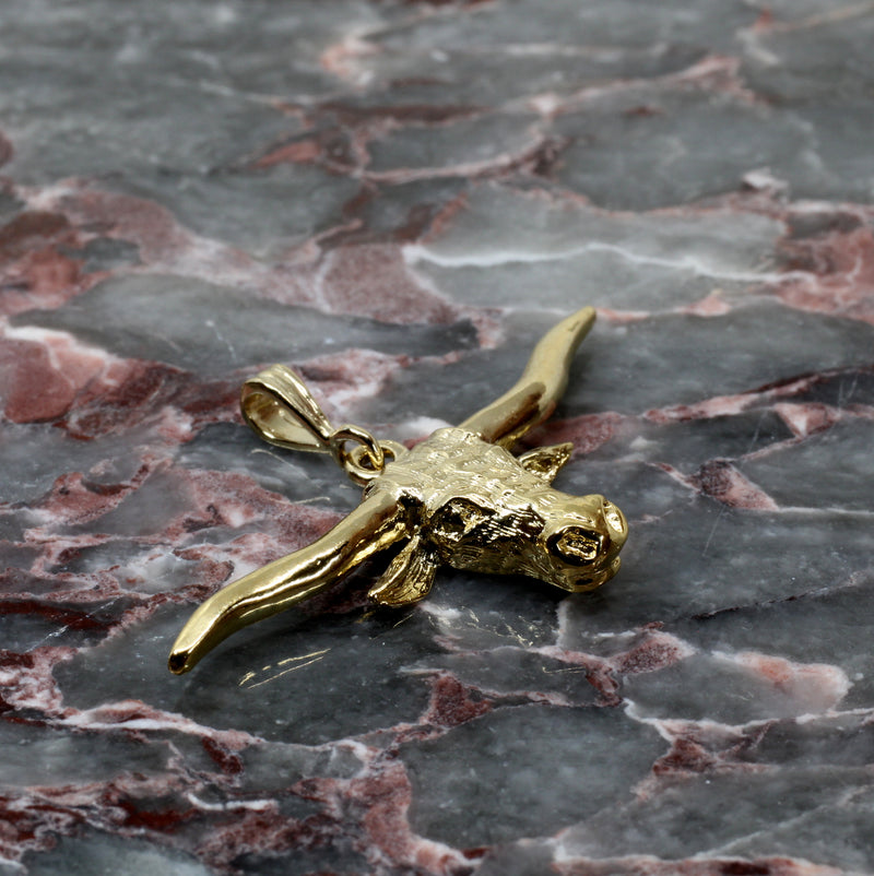 Texas Longhorn Head Necklace for him or her made in 14kt gold Vermeil