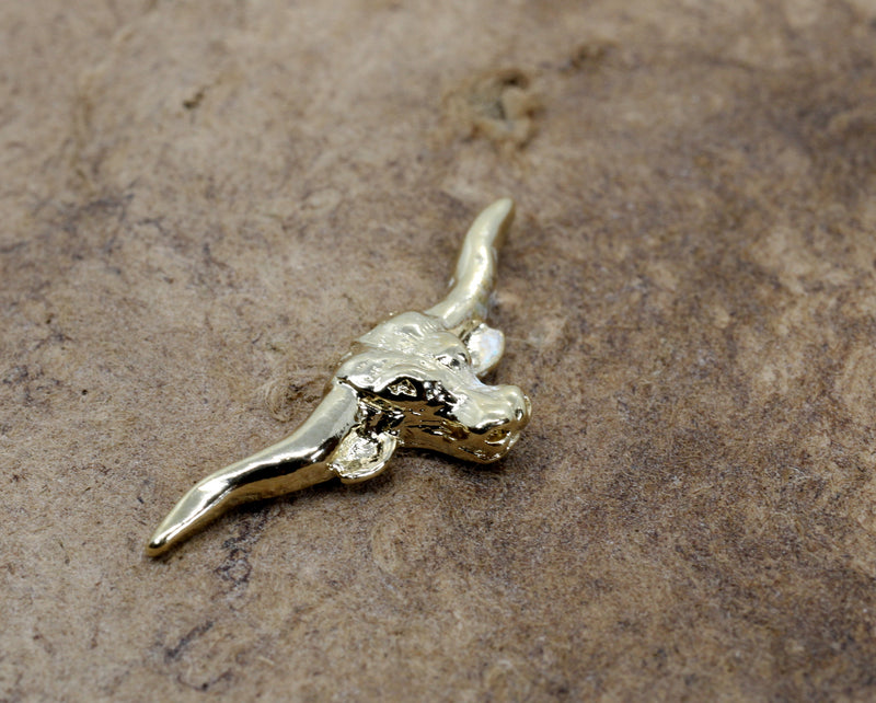 Gold Texas Longhorn Head Tie Tack for him or pin for her