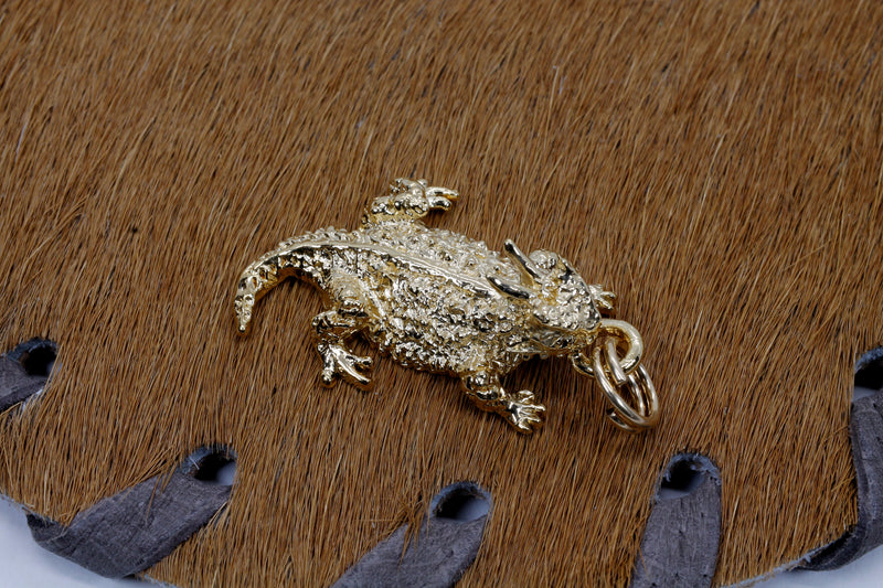 Gold Horned Toad Frog Charm made in 14kt Gold Vermeil