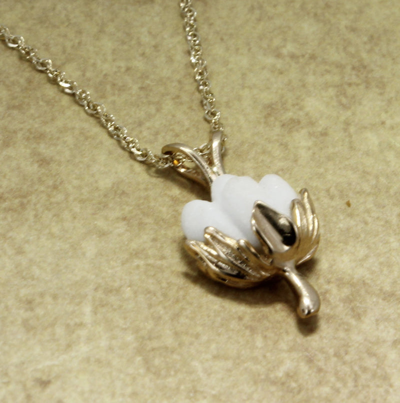 Agrijewelry has coton boll jewelry for the cotton farmer's wife