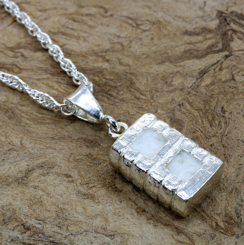 Large Cotton Bale Necklace in 925 Sterling Silver with lint for man or woman