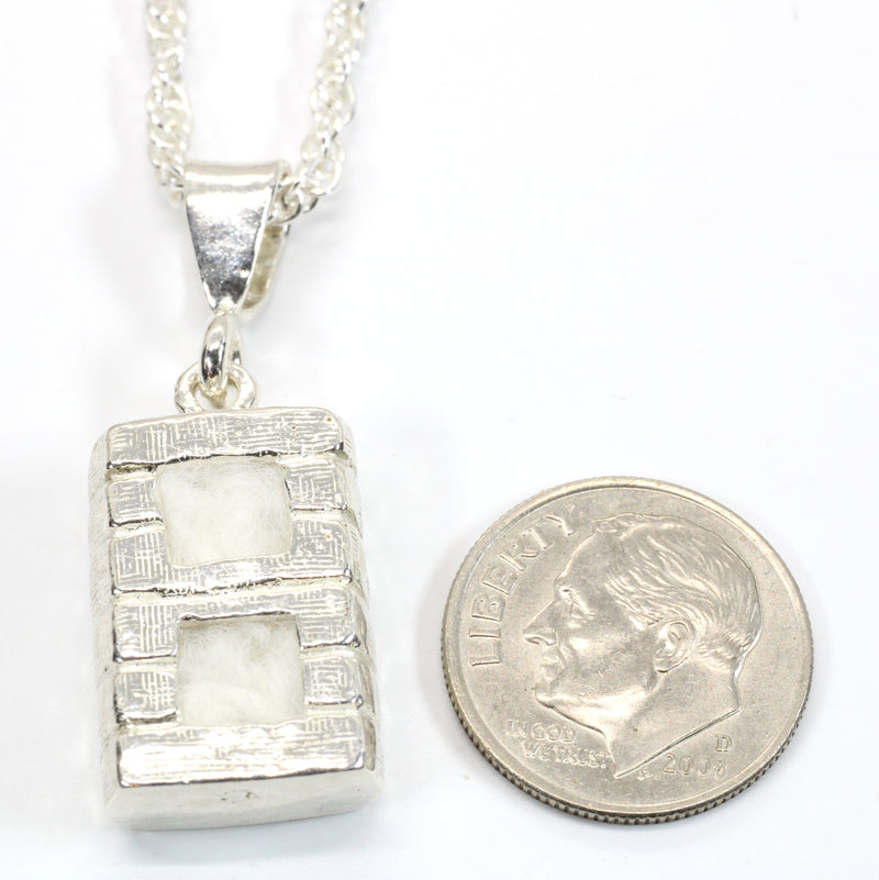 Large Cotton Bale Necklace in 925 Sterling Silver with lint for man or woman