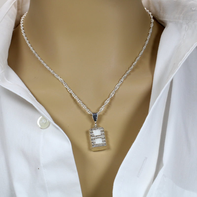 Large Cotton Bale Necklace in 925 Sterling Silver with lint for man or woman