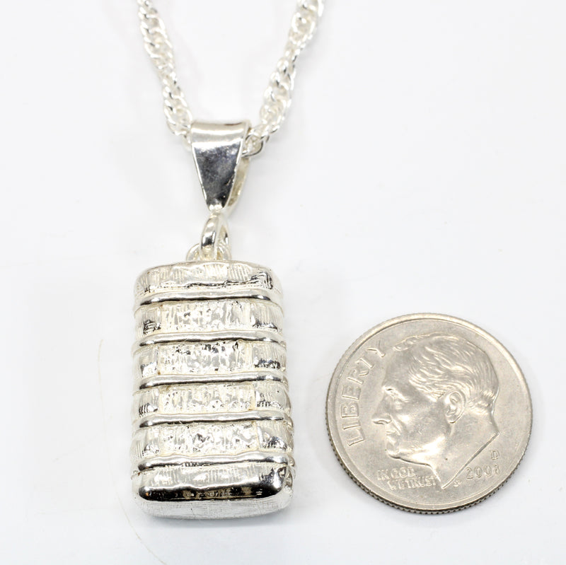 Large Engravable Cotton Bale Necklace in 925 Sterling Silver for man or woman