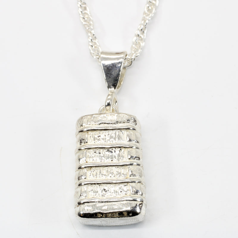 Large Engravable Cotton Bale Necklace in 925 Sterling Silver for man or woman