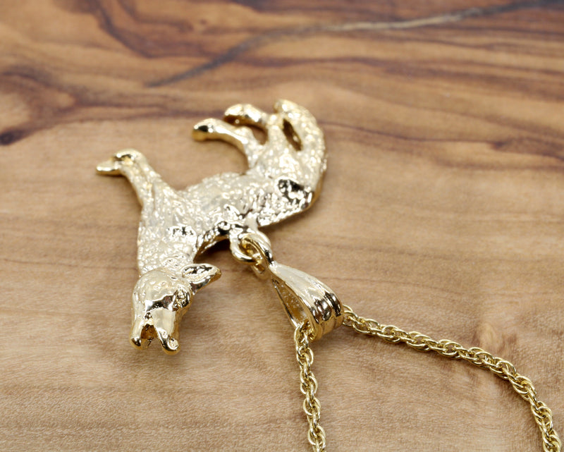 Gold Coyote Necklace with 14kt Gold Vermeil 2D Howling Coyote