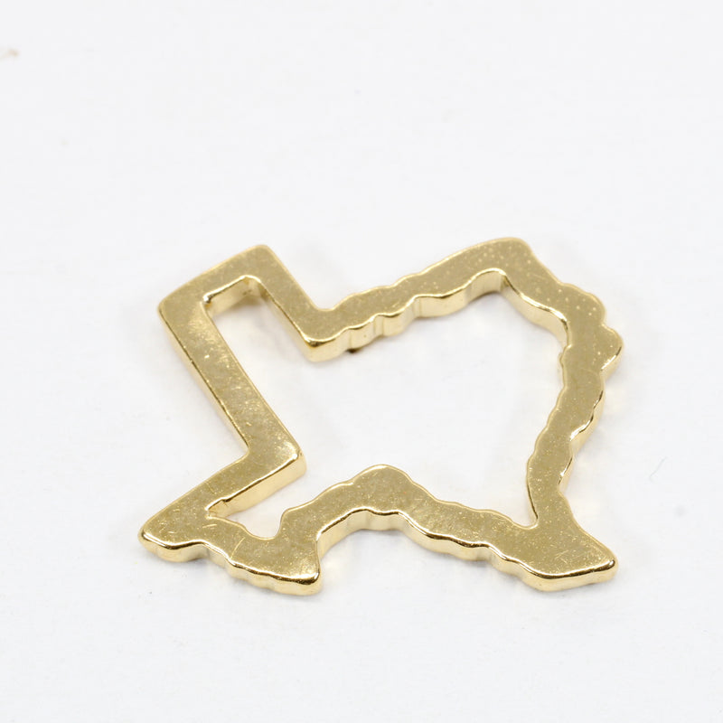 Large Texas Pin or Tie Tack with State of Texas Silhouette Outline 14kt Gold Vermeil