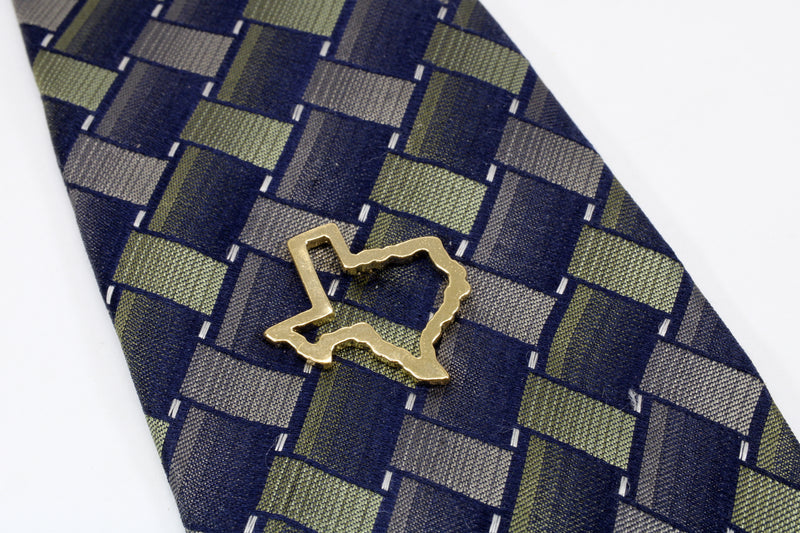 Large Texas Pin or Tie Tack with State of Texas Silhouette Outline 14kt Gold Vermeil