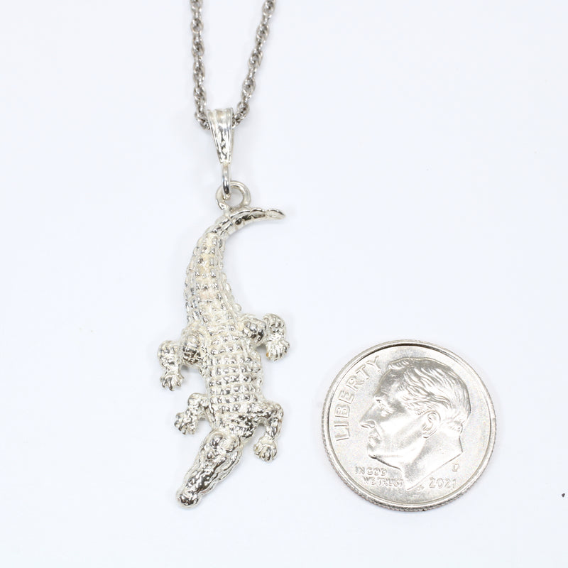 Large Alligator Necklace in real 925 sterling silver gift for her