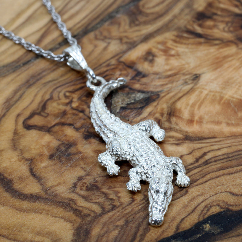 Large Alligator Necklace in real 925 sterling silver gift for her