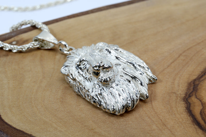 Extra-Large Lion Head Necklace in 925 sterling silver for him or her