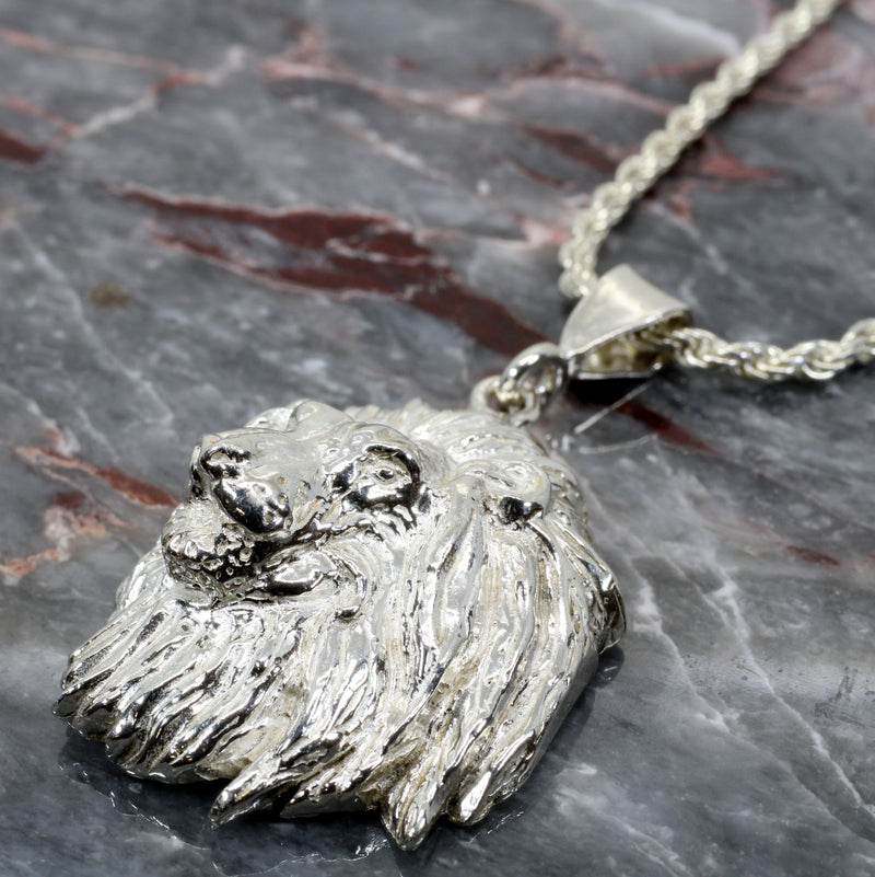 Extra-Large Lion Head Necklace in 925 sterling silver for him or her