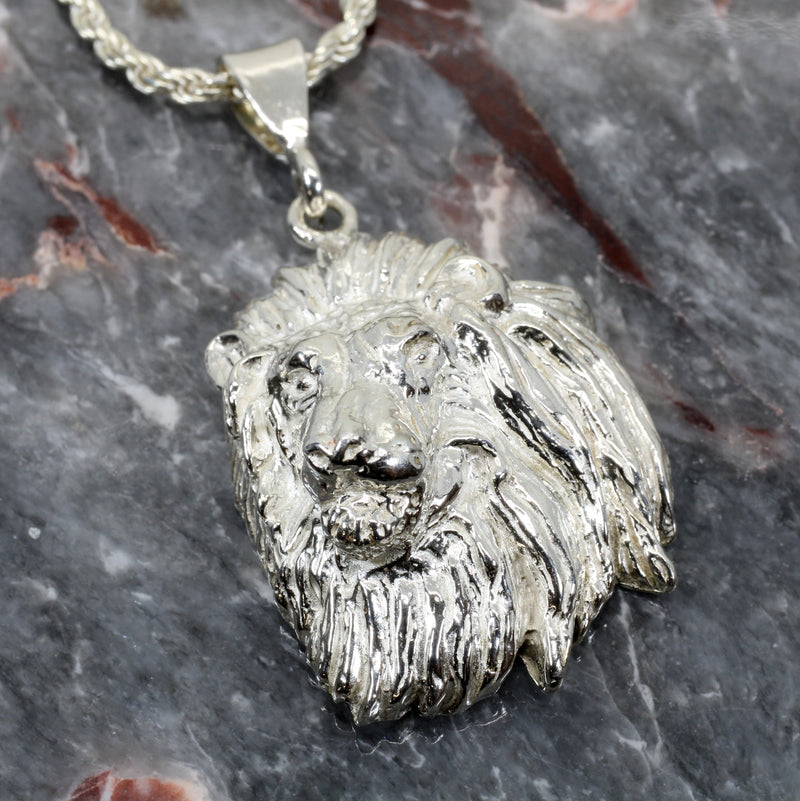 Extra-Large Lion Head Necklace in 925 sterling silver for him or her