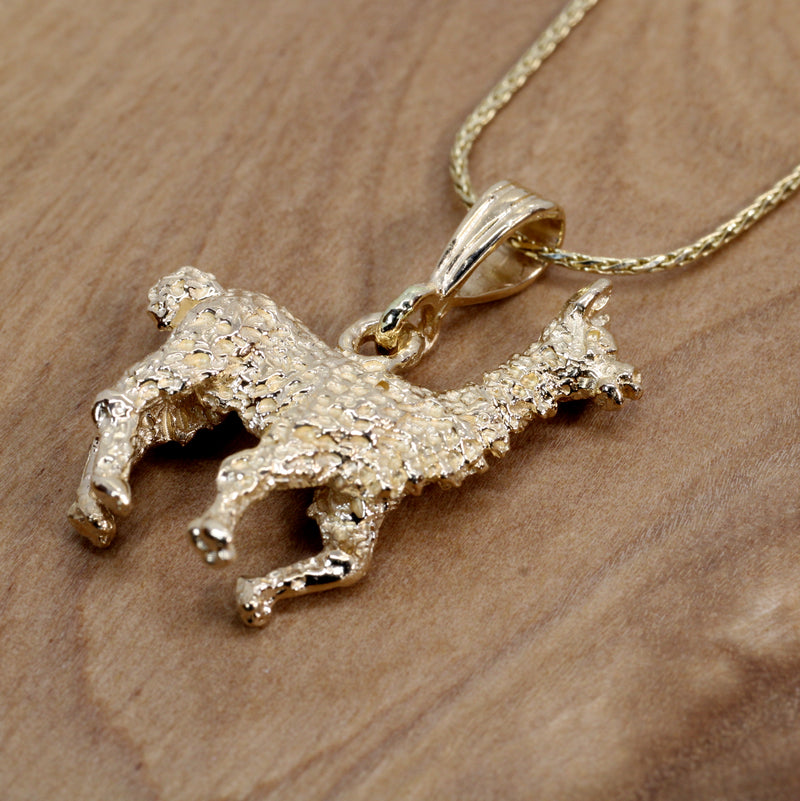 Large Llama Necklace with Solid 14kt Gold 3-D Life-Like Llama for Her