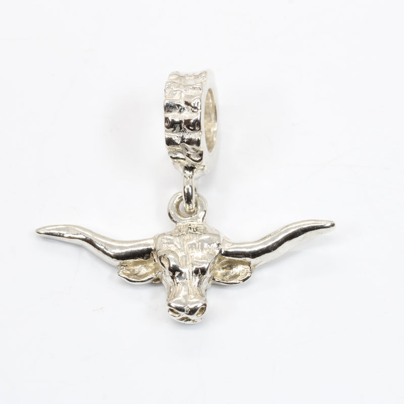 Silver Longhorn Head Slide charm for her slide bracelet