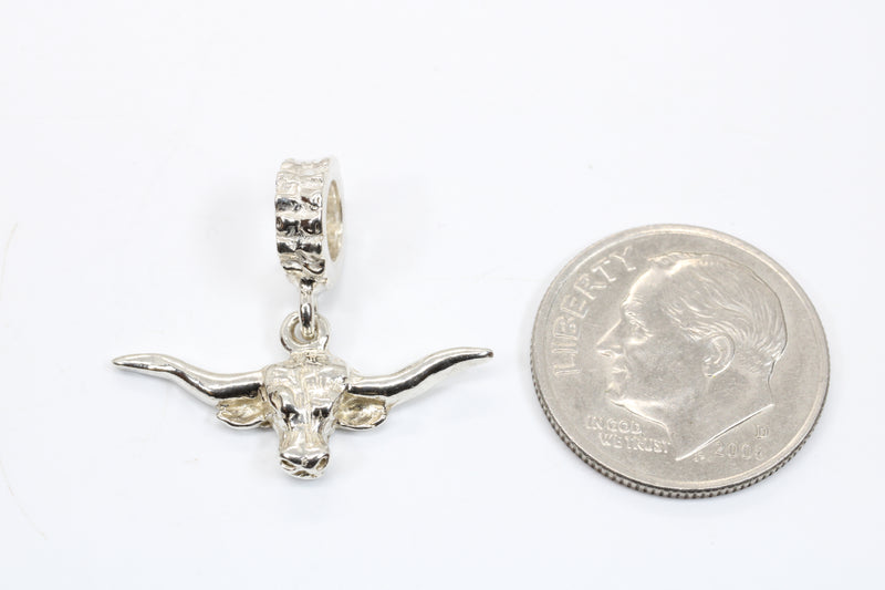 Silver Longhorn Head Slide charm for her slide bracelet