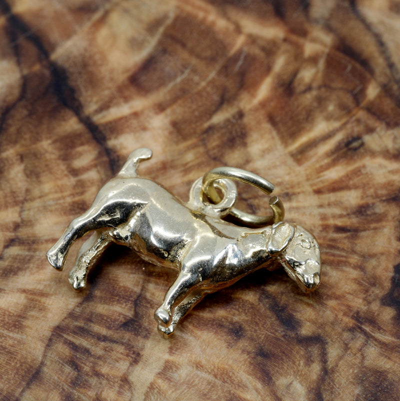 Gold Goat Without Horns Charm with a Solid 14kt Yellow Gold 3-D Boer Goat