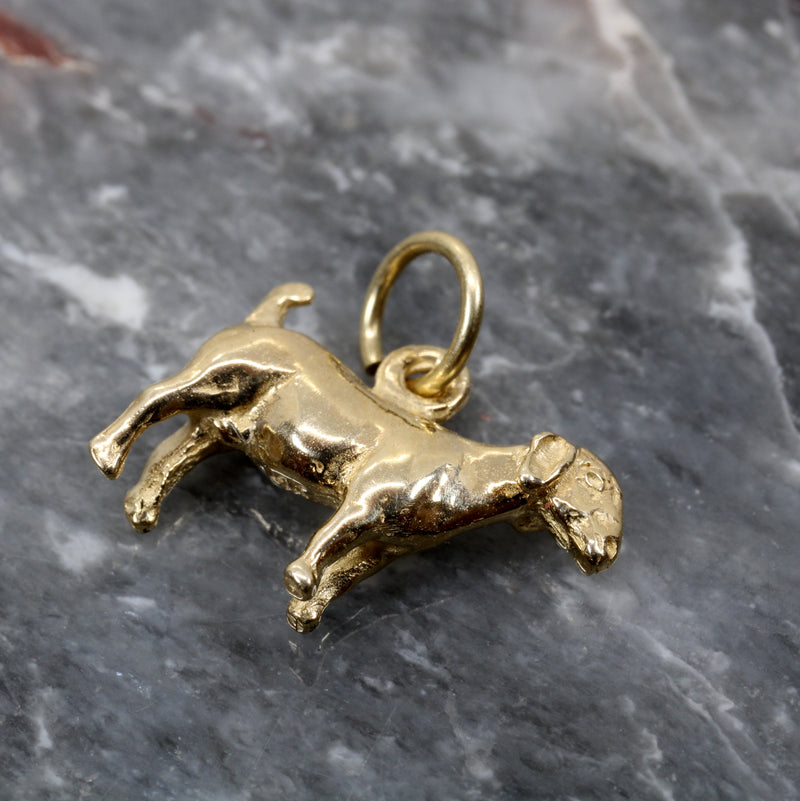 Gold Goat Without Horns Charm with a Solid 14kt Yellow Gold 3-D Boer Goat