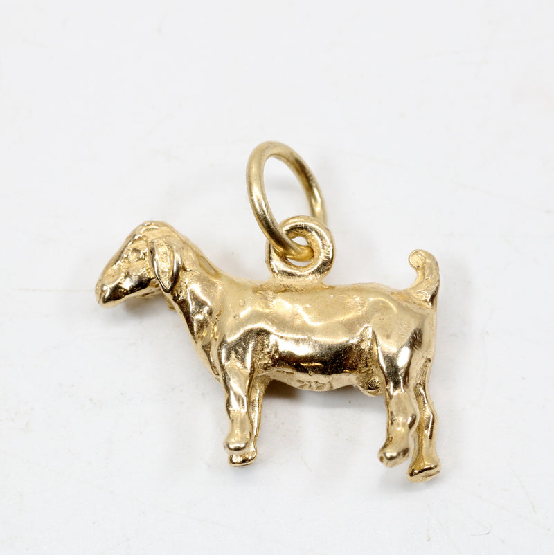 Gold Goat Without Horns Charm with a Solid 14kt Yellow Gold 3-D Boer Goat