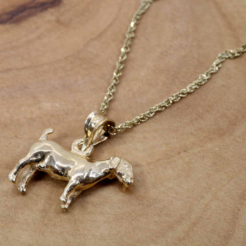 Gold Goat Without Horns Necklace with a Solid 14kt Yellow Gold 3-D Boer Goat