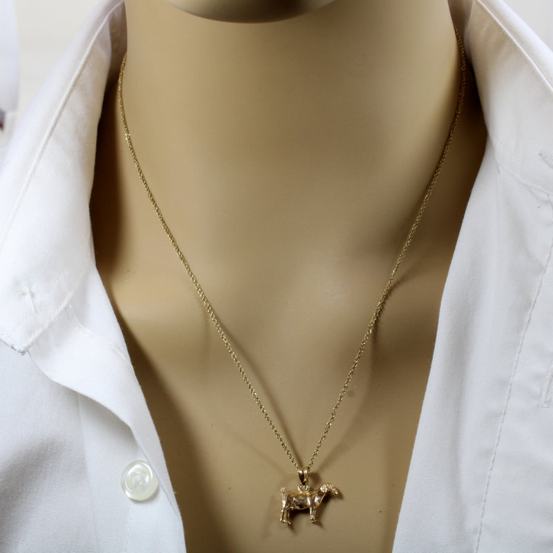 Gold Goat Without Horns Necklace with a Solid 14kt Yellow Gold 3-D Boer Goat