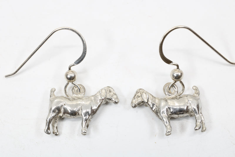 Male Boer Goat Without Horns Dangle Earrings made in 925 Sterling Silver