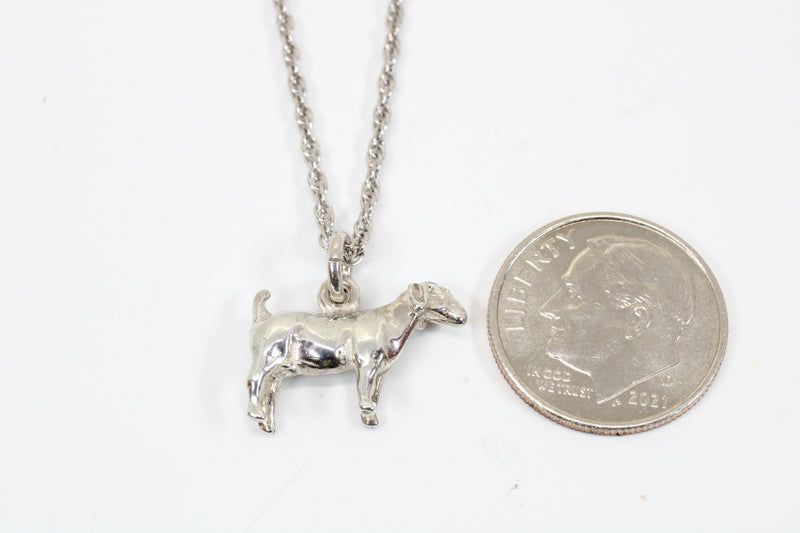 Silver Goat without horns Necklace with solid 925 Sterling Silver Boer Goat